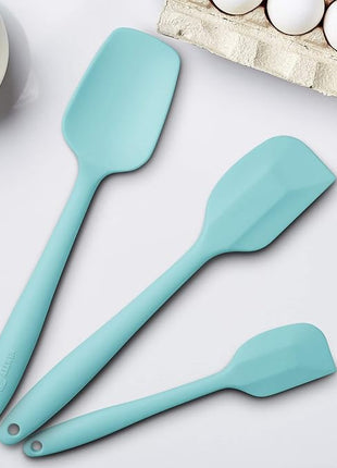 Silicone Spatula 3-piece Set, Ergonomic Handle High Heat-Resistant Spatulas, Non-stick Rubber Spatulas with Stainless Steel Core, Aqua Sky