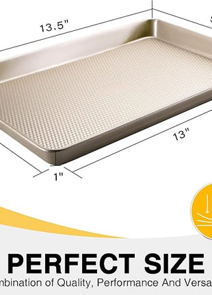Quarter Sheet Baking Pan Nonstick - HONGBAKE Commercial Cookie Sheet for Baking with Diamond Texture Surface, 57% Thicker Carbon Steel 9 x 13 Baking pan