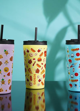 BJPKPK 18oz Stainless Steel Insulated Tumbler With lid And Straw Travel Coffee Thermal Tumblers Cup For Women And Men,Passionate Pink