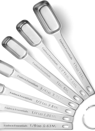 Hudson Essentials Stainless Steel Measuring Spoons Set for Dry or Liquid - Fits in Spice Jars - Set of 7