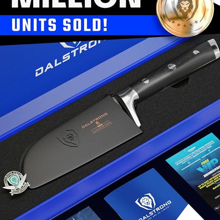 Dalstrong Santoku Knife - 5 inch - Gladiator Series Elite - Forged German High Carbon Steel - Black G10 Handle Kitchen Knife - Asian Vegetable Cooking Knife - Sheath Included - NSF Certified
