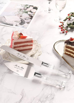 AW BRIDAL Personalized Wedding Cake Knife Set Cake Cutting Set for Wedding Cutter Slicer Cake Server Bridal Shower Gifts for Couples Newlyweds//DK001CPP06//