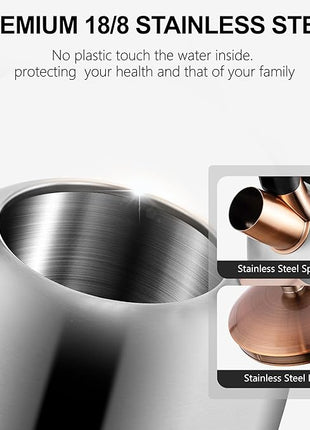 SUSTEAS Tea Kettle - 3.17QT Whistling Kettle with Ergonomic Handle - Premium Stainless Steel Tea Pots for Stove Top, Chic Vintage Teapot with Composite Base, Work for All Stovetops (Silver)