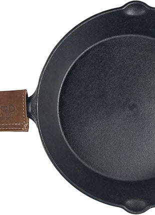 Hide & Drink, Full Grain Leather Hot Handle, Cast Iron Protector, Panhandle Potholder, Double Layered, Double Stitched, Slides On/Off Easily onto Metal Skillet Grips, Handmade, Swayze Suede