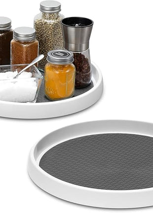 2 Pack, 12-Inch Non-Skid Lazy Susan Organizers - Turntable Rack for Pantry Organization and Storage, Kitchen, Fridge, Cabinets, Bathroom Makeup Vanity Countertop, Under Sink Organizing, Spice Rack