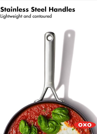 OXO Professional 8" Frying Pan Skillet, Hard Anodized Ceramic Nonstick Cookware PFAS-Free, Induction Suitable, Stainless Steel Handle, Diamond Reinforced Coating, Dishwasher Safe, Oven Safe, Black