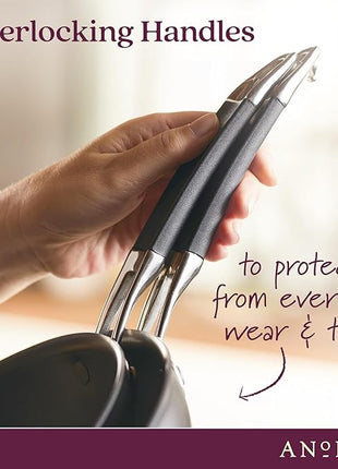 Anolon Smart Stack Hard Anodized Nonstick Frying Pan Set / Skillet Set - 8.5 Inch and 10 Inch, Black