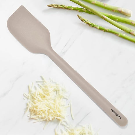 GreenPan Silicone Mixing Spatula, Scraping Baking Cooking Kitchen Utensil, Flexible Rubber Nonstick Cookware, Rigid Steel Core, Heat-Resistant, Anti-Slip Handle, BPA-Free, Dishwasher Safe, Taupe