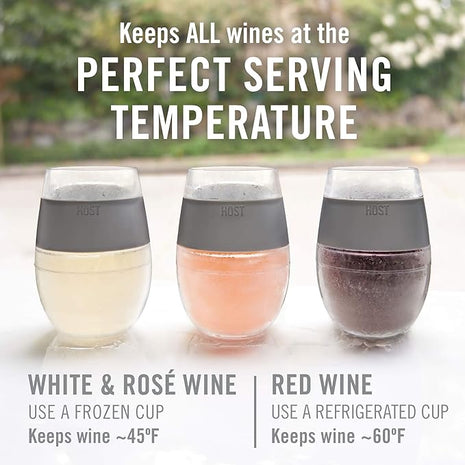 Host Wine Freeze Cup Set of 2 - Plastic Double Wall Insulated Wine Cooling Freezable Drink Vacuum Cup with Freezing Gel, Wine Glasses for Red and White Wine, 8.5 oz Coral