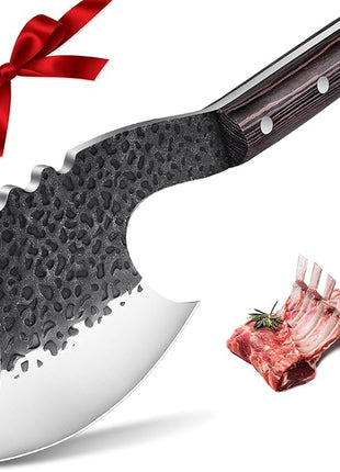 Dream Reach Meat Cleaver Heavy Duty Bone Chopper High Carbon Bone Cutting Knife Hand Forged Butcher Knife with Cover for Kitchen Outdoor BBQ, Christmas Gifts for Men Women