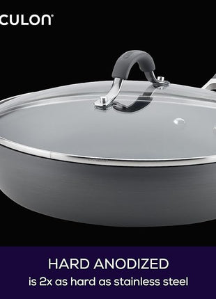 Circulon Radiance Deep Hard Anodized Nonstick Frying Pan /Skillet with Lid - 12 Inch, Gray