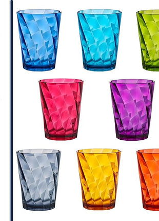 US Acrylic Optix Plastic Reusable Drinking Glasses (Set of 8) 14oz Rocks Cups in Jewel Tone Colors | BPA-Free Tumblers, Made in USA | Top-Rack Dishwasher Safe