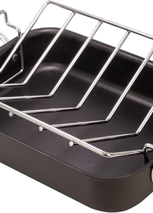 HIC Kitchen Roasting Pro V-Shaped Baking Rack, Chrome-Plated Steel, For Even Cooking And Juicy Results, 15.75 x 10.25 x 4-Inches