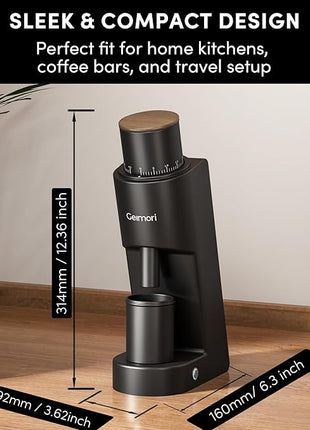 Burr Coffee Grinder,Wirsh Electric Single Dose Coffee Grinder Geimori GU38 with 38mm 6-Core Conical Burr,Stepless Adjustment for Espresso,Drip,French Press,Cold Brew,Bellows Included.