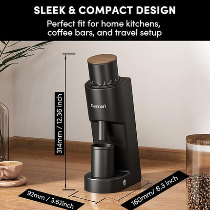 Burr Coffee Grinder,Wirsh Electric Single Dose Coffee Grinder Geimori GU38 with 38mm 6-Core Conical Burr,Stepless Adjustment for Espresso,Drip,French Press,Cold Brew,Bellows Included.