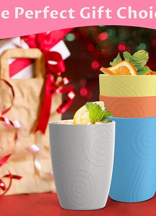 Homienly Kids Cups Premium Wheat Straw Cups Set of 4, Reusable Cups, Unbreakable Drinking Cup 12 OZ, Dishwasher and Microwave safe, Tumbler for Juice, Drinks, Milk - Beach Color