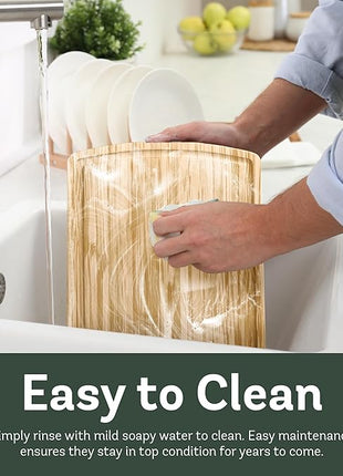 Wood Cutting Boards for Kitchen - Bamboo Cutting Board Gift Set with Deep Juice Groove & Side Handles - Chopping Board Butcher Block for Meat, Vegetables, Charcuterie, Cheese, Serving, or Meal Prep