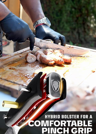 DALSTRONG Butcher Knife - 10 inch - Shogun Series ELITE - Japanese AUS-10V Super Steel - G10 Handle Cimitar Breaking Knife Gift - Vacuum Treated BBQ Brisket Knife - Sheath Included