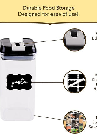 Simply Gourmet Airtight Food Storage Containers with Lids – 7 Piece Assorted Size Kitchen Pantry Organization Set, BPA-Free Clear Plastic, Stackable Containers for Cereal, Flour, Sugar, Rice, Snacks