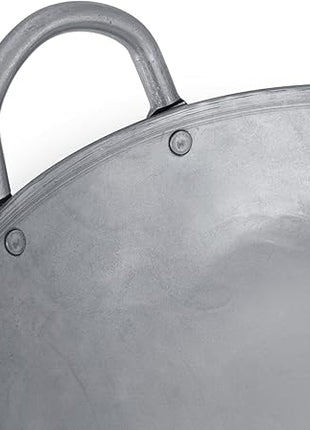Craft Wok Traditional Hand Hammered Chinese Carbon Steel Wok with Wooden and Steel Helper Handle (12 Inch, Round Bottom Pow Wok Pan) / 731W88-12in