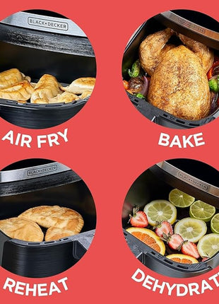 BLACK+DECKER Purifry 8QT Air Fryer, Crispy Deep Fried Taste without the Fat, Plus Bake, Dehydrate, and Keep Food Warm, Digital Touchscreen and Auto Shut-Off