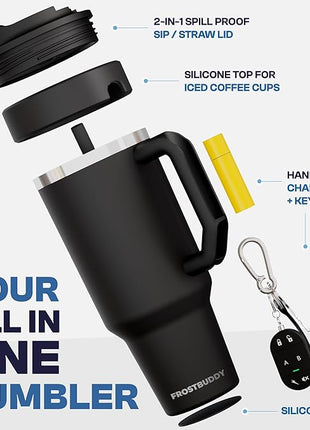 Frost Buddy Thicc Buddy - 40 oz Stainless Steel Vacuum Insulated Tumbler with Lid and Straw for Water - Travel Mug Cupholder Friendly - Gifts for Women Men Him Her (Texas Tea)