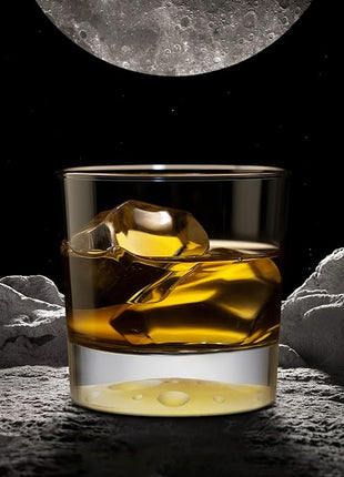Creative Moonbottom Whiskey Glasses Set of 4, Old Fashioned and Cocktail Glasses (Transparent bottom), gift for amateur astronomer