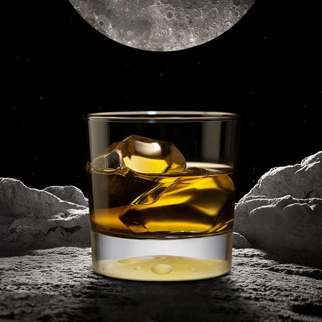 Creative Moonbottom Whiskey Glasses Set of 4, Old Fashioned and Cocktail Glasses (Transparent bottom), gift for amateur astronomer