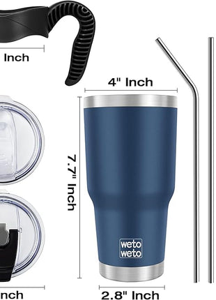 WETOWETO 30 oz Tumbler Stainless Steel Vacuum Insulated Coffee Cup with Handle, Double Wall Vacuum Coffee Thermal Cups for Hot and Cold drinks, Suitable for Travel (Navy Blue, 1 Pack)