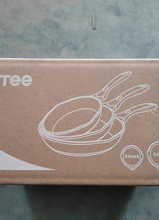 JEETEE Nonstick Frying Pans Set, Nonstick Omelette Skillet Set 3 Pcs, 8" 9.5" 11" Granite Non-Stick Frying pan with Bakelite Handle, Compatible with All Stovetops (Gas, Electric & Induction), Grey