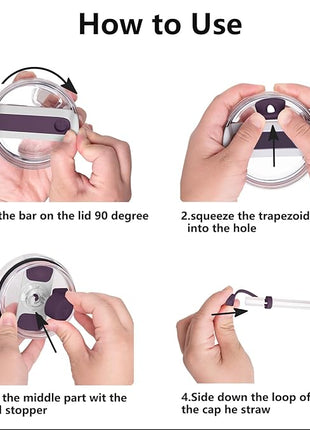 Silicone Spill Stopper Set Compatible with Stanley Cup 2.0 30oz & 40oz with Straw Cover (Set of 2, Plum)