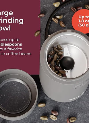 MuellerLiving Electric Coffee Grinder for Spice, Nut, Herbs and Coffee Beans, Sharp Blade, Stainless Steel - Gray