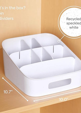 YouCopia ShelfBin Adjustable Snack Bin, BPA-Free Divided Storage Basket for Kitchen Pantry Organization, One Size, Speckled White