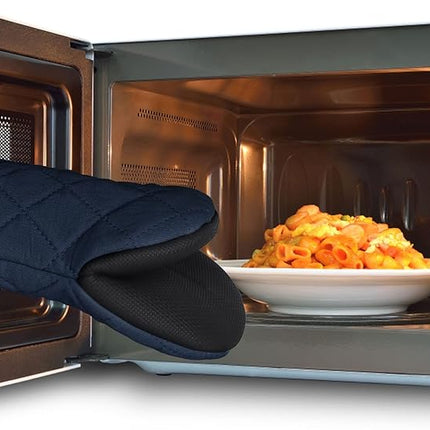 1 Pair Short Oven Mitts, Heat Resistant Silicone Kitchen Mini Oven Mitts for 500 Degrees, Non-Slip Grip Surfaces and Hanging Loop Gloves, Baking Grilling Barbecue Microwave Machine Washable