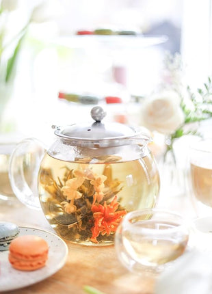 Teabloom All-in-One Glass Teapot and Tea Kettle – Heatproof Borosilicate Glass Tea Maker with Removable Stainless Steel Loose Tea Infuser – Classica Stovetop Tea Pot (40 oz / 1200 ml)