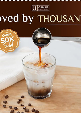 Orblue Premium Coffee Scoop Set - 1 Tbsp (15ml) & 2 Tbsp (30ml) Measuring Tablespoon - Stainless Steel Coffee Measuring Spoon and Scooper with Long Handles - Pack of 2