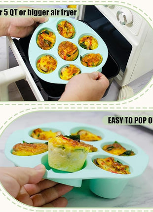 Silicone Egg Bite Molds, 3 Pack Silicone Muffin Pans for Air Fryer, Non-Stick 7 Cups Air Fryer Muffin Pan for Baking Egg Bite, Cupcake, Tart, Bread