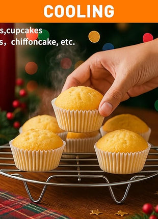 TamBee 8 Inch Cooking Rack Round 304 Stainless Steel Cooling Racks Baking and Cooling Steaming Rack w Stand Cookware for Air Fryer Pressure Cooker Canning 2Pcs