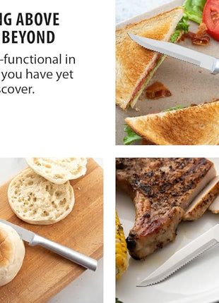 RADA Cutlery 6-Piece Serrated Steak Knife Gift Set (S6S), Stainless Steel Hollow Ground Blades, Made in USA, Silver Handles, Pack of 2