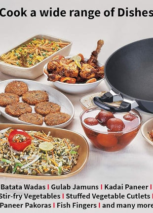 Hawkins Futura 2.5 Litre Deep Fry Pan, Non Stick Kadai, Round Bottom Kadhai, Black (NK25)