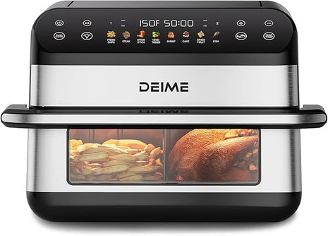 DEIME Dual Zone Air Fryer 10.6 QT Double 1800W Large Capacity Oven Air Fryers Healthy Cooker with 8 Preset, Large AirFryer for Families Visual Cooking Window, Non-Stick Basket, Included Recipe