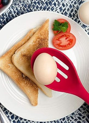 Silicone Nonstick Slotted Spoons Set 2,High Heat Resistant, Hygienic Design Cooking Baking Spoons Set for Cooking Stirring, Mixing and Serving,Red and Black with Color Box