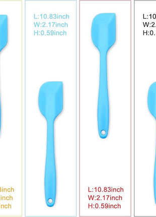 Silicone Spatula 4-piece Set, Heat-Resistant Non-stick Rubber Spatulas with Stainless Steel Core, Blue