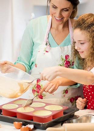 JOERSH 2-PK Silicone Egg Bite Molds Deep 3 Inch Frittata Baking Pans, Non-Stick Round Silicone Molds for Egg Breakfast Sandwich, English Muffin, Cheesecake, Dinner Rolls