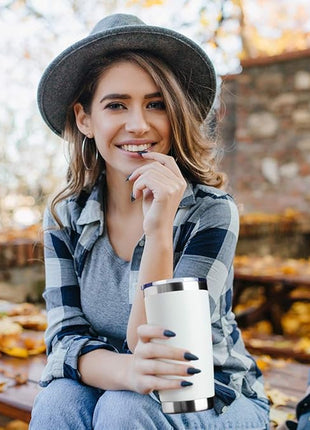 20oz Tumbler Bulk Stainless Steel Vacuum Insulated Tumblers with Lid Double Wall Travel Mug Durable Powder Coated Coffee Cup, Suitable for Ice Drinks and Hot Beverage (White 6pack)