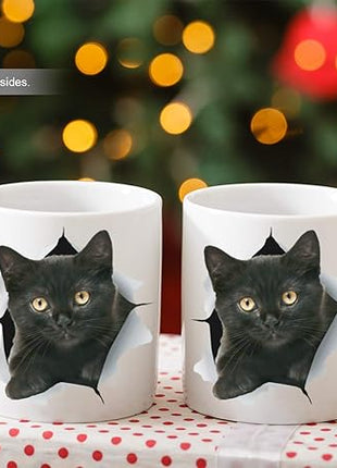 Winston & Bear Funny Black Kitten Coffee Mug - Funny Ceramic Coffee Mug Gift for Cat Lovers - Cute Novelty Cat Themed Cup for Men and Women (15oz)