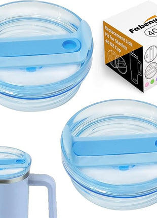 40 OZ Tumbler Lid Replacement Fit for Stanley Cup, 2 Pack Clear Replacement Lids Fit for Stanley Travel Tumbler, Spill Proof Tumbler Covers for Stanley Cup Accessories (Blue)