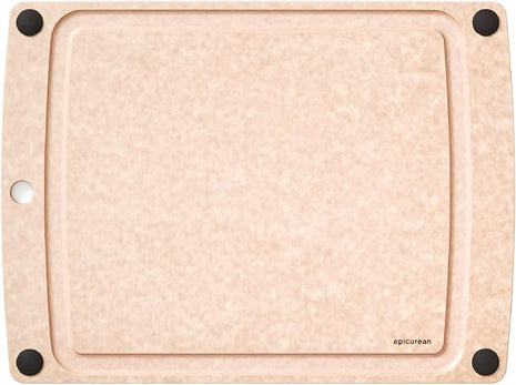 Epicurean All-In-One Cutting Board with Non-Slip Feet and Juice Groove, 17.5" × 13", Natural/Black