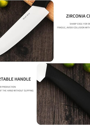 Kitchen Ceramic Knife Set Professional Knife With Sheaths, Super Sharp Rust Proof Stain Resistant (6" Chef Knife, 5" Utility Knife, 4" Fruit Knife, 3" Paring Knife, One Peeler)