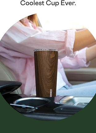 Corkcicle Classic Tumbler - Insulated Stainless Steel Travel Cup - Cold & Hot Drinks - Reusable - Durable - Spill Proof Lid - Non-Slip Silicone Base - Easy Grip - BPA Free - 24 oz - Woodland Camo